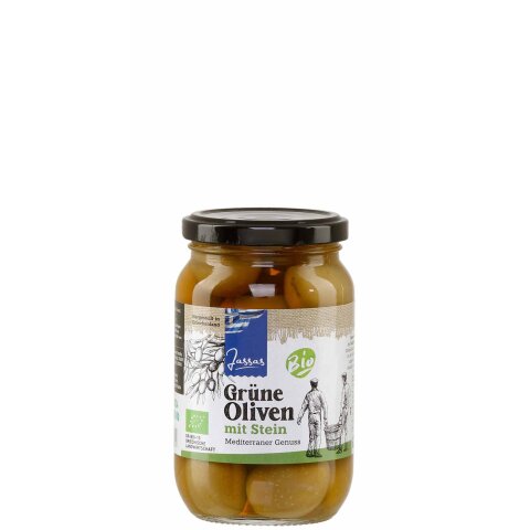 Grüne Oliven Bio mit Stein 210g Jassas GR-BIO-15