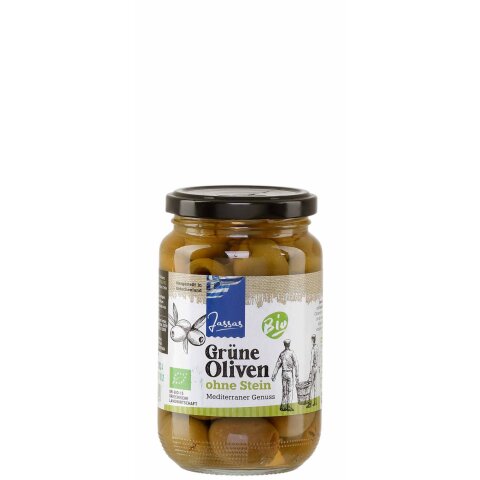 Grüne Oliven Bio ohne Stein 175g Jassas GR-BIO-15
